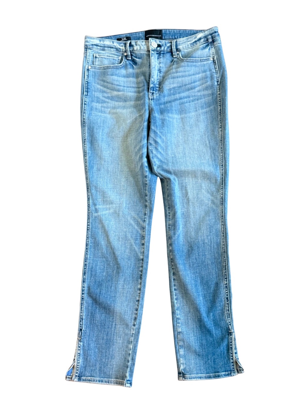 WHBM Light Wash Jeans Size 12 High-Rise Slim Crystals Rhinestones NWT